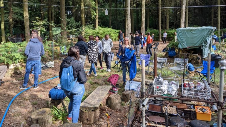 Missional community social, bbq in the woods