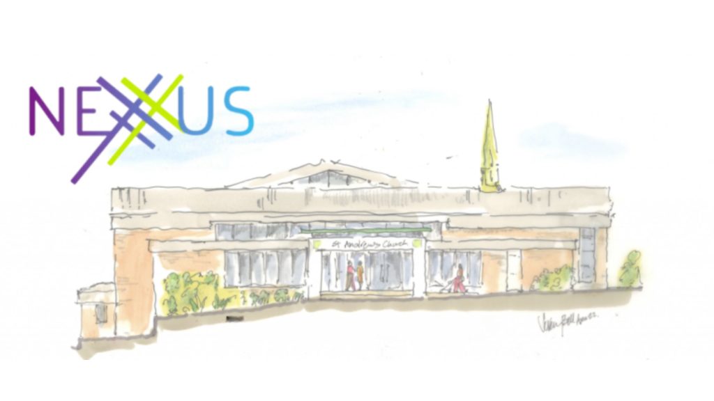 A drawing of st andrew's church with the word nexus