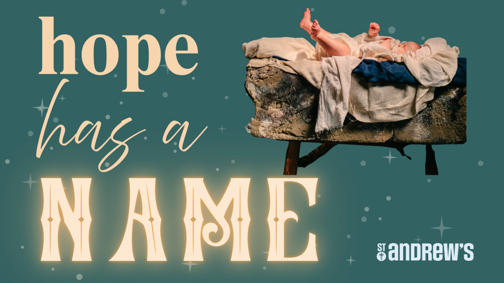 Chrismas slide 2025 - hope has a name with baby in a manger